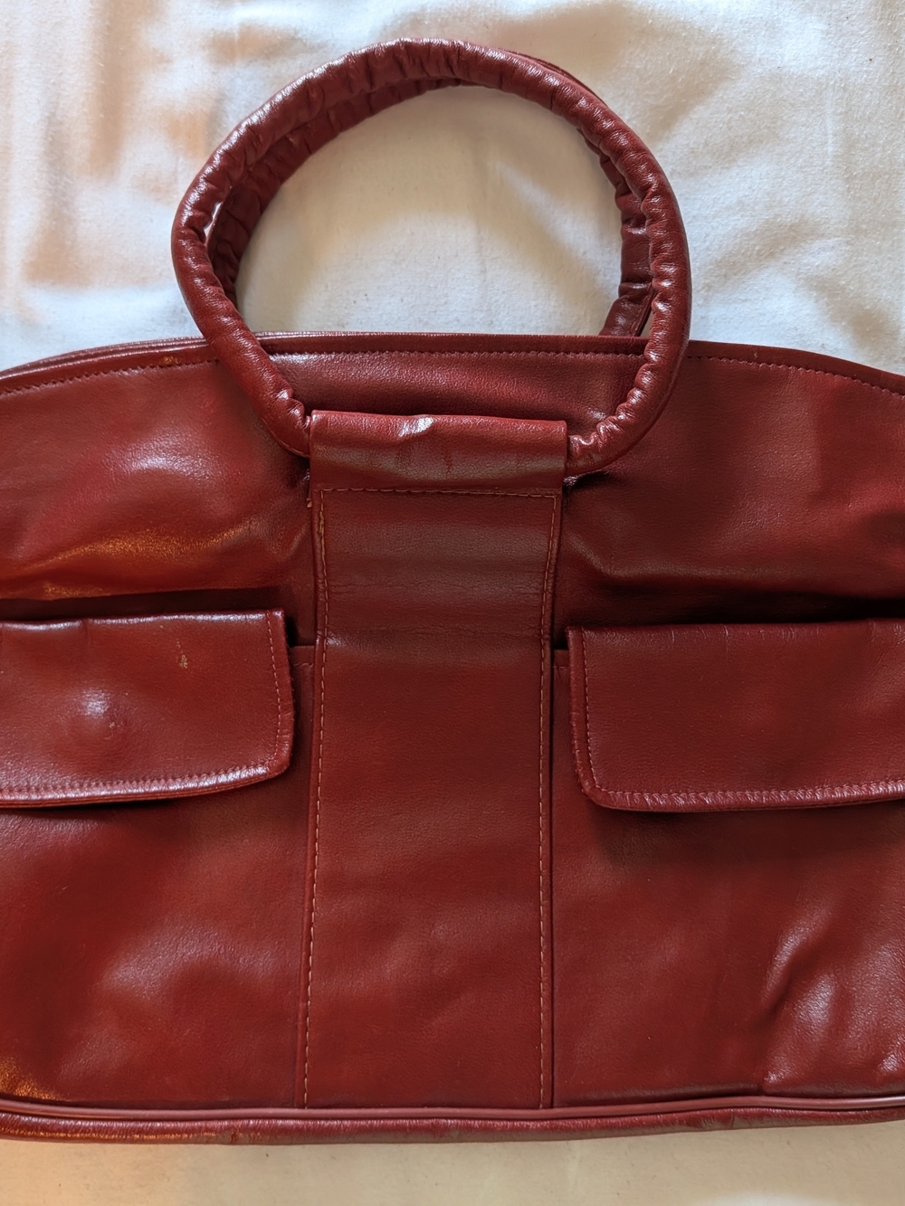 Vintage Classic Red Leatherette Tote Bag - Women